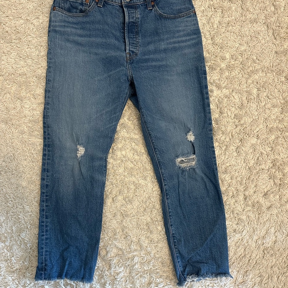 Distressed Blue Jeans